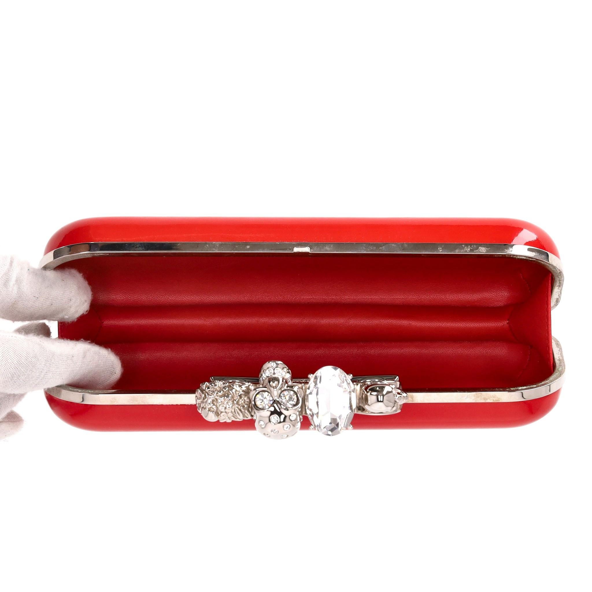 Alexander McQueen Patent Leather Skull Knuckle Box Clutch Bag For Sale 1