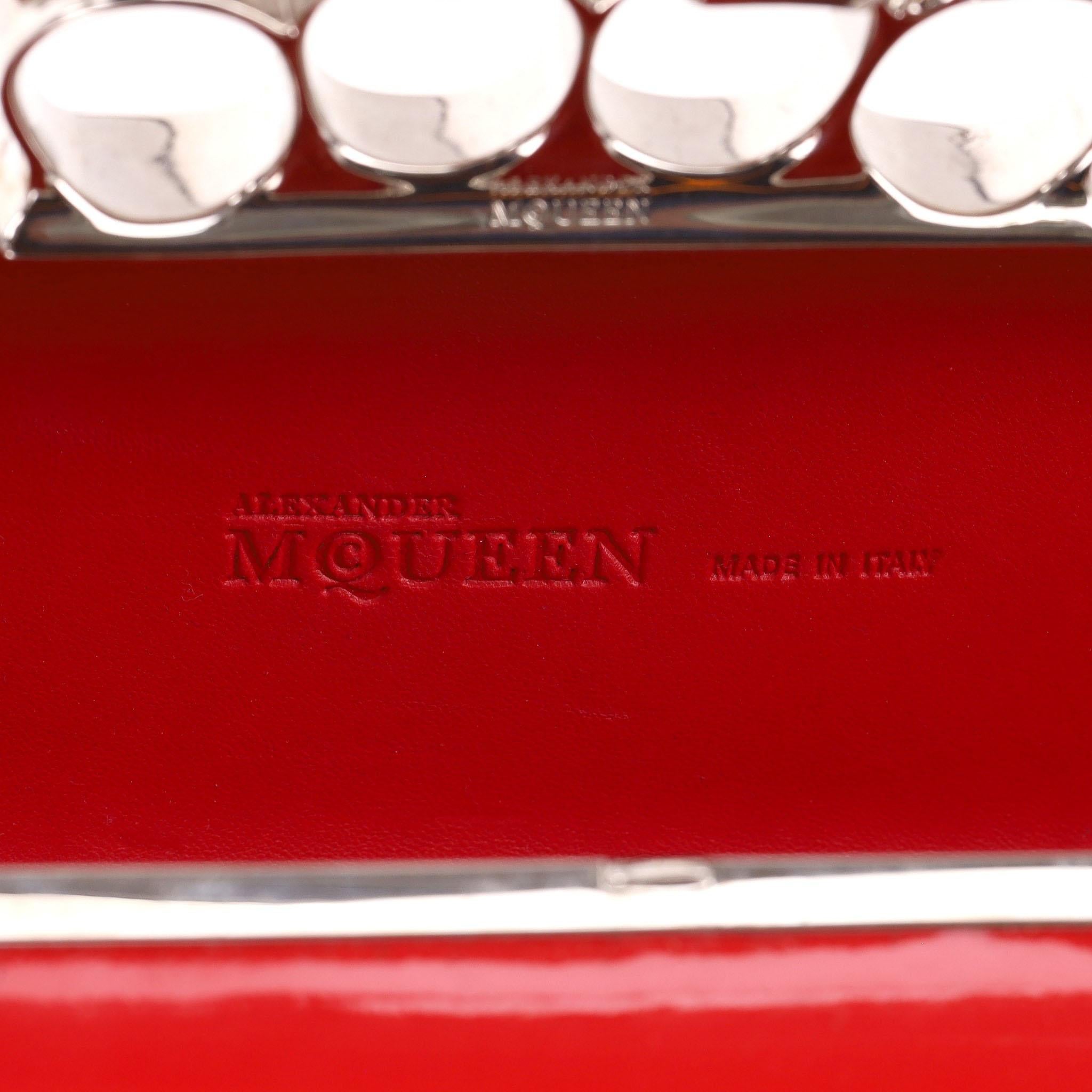 Alexander McQueen Patent Leather Skull Knuckle Box Clutch Bag For Sale 2