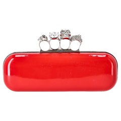 Alexander McQueen Patent Leather Skull Knuckle Box Clutch Bag