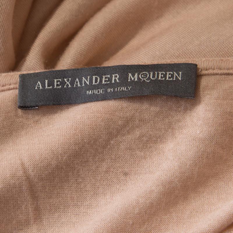 Alexander McQueen Peach Modal Jersey Layered Asymmetric Sleeveless Top M In Good Condition In Dubai, Al Qouz 2