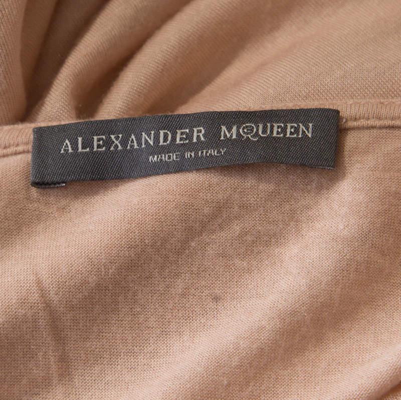 Women's Alexander McQueen Peach Modal Jersey Layered Asymmetric Sleeveless Top M For Sale