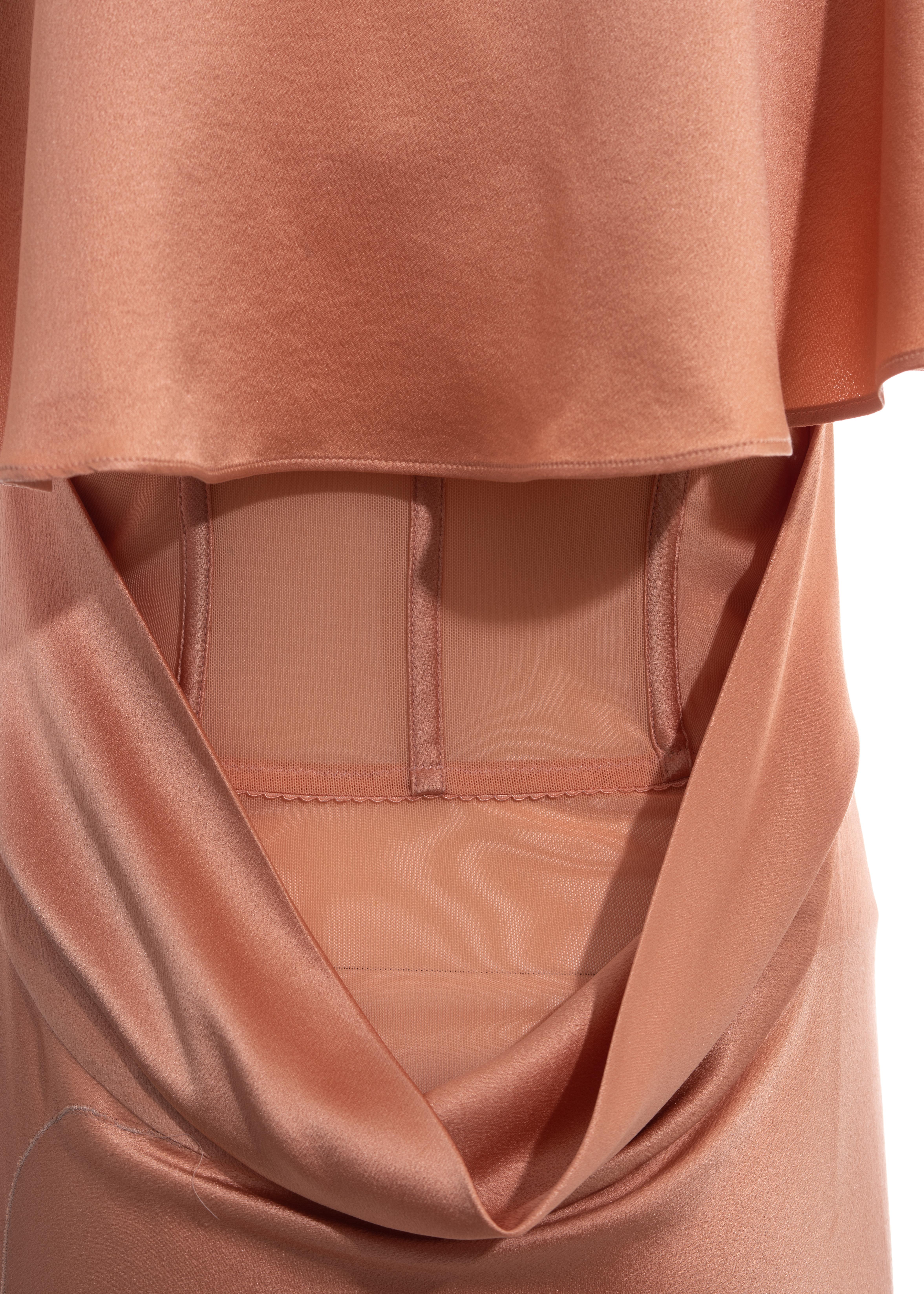 Alexander McQueen peach silk corseted bias cut evening dress and caplet, ss 2004 1