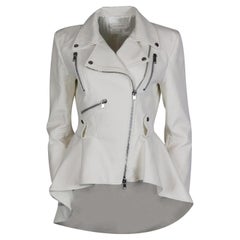 Alexander Mcqueen Peplum Leather Biker Jacket It 46 Uk 14