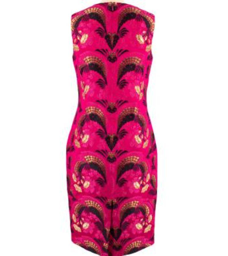 Women's Alexander McQueen Pink and Gold Jacquard Fitted Dress For Sale