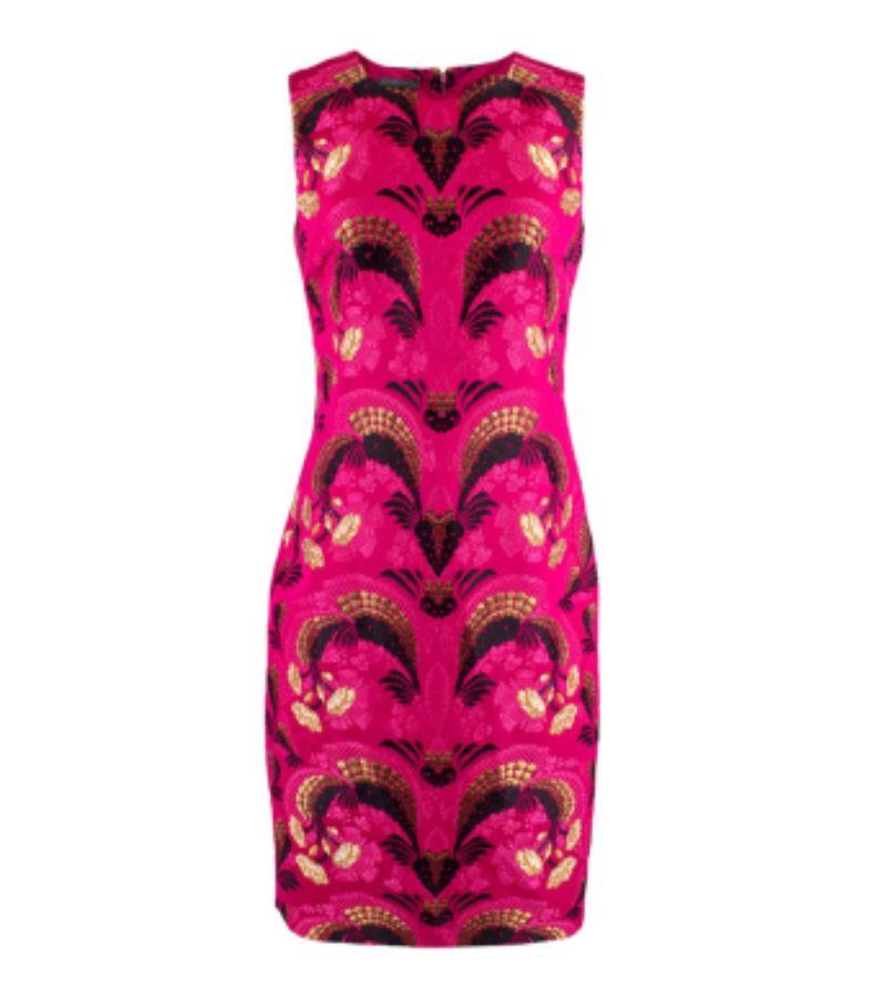 Alexander McQueen Pink and Gold Jacquard Fitted Dress For Sale
