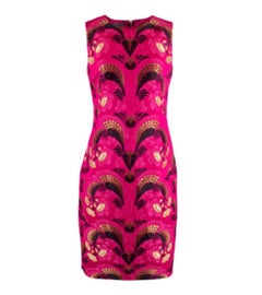 Alexander McQueen Pink and Gold Jacquard Fitted Dress