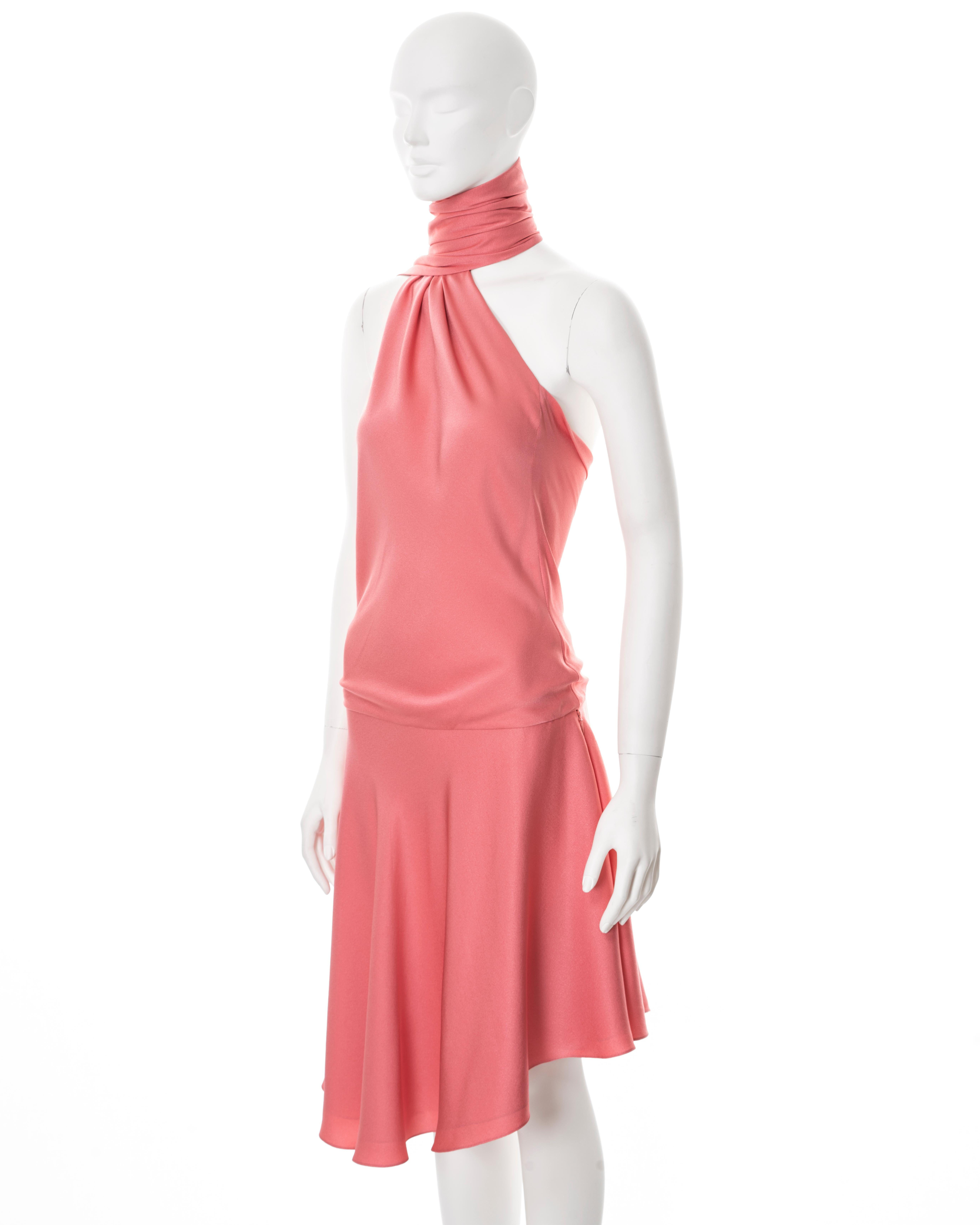 Alexander McQueen pink bias cut silk fringed scarf dress, ss 2008 For Sale 4