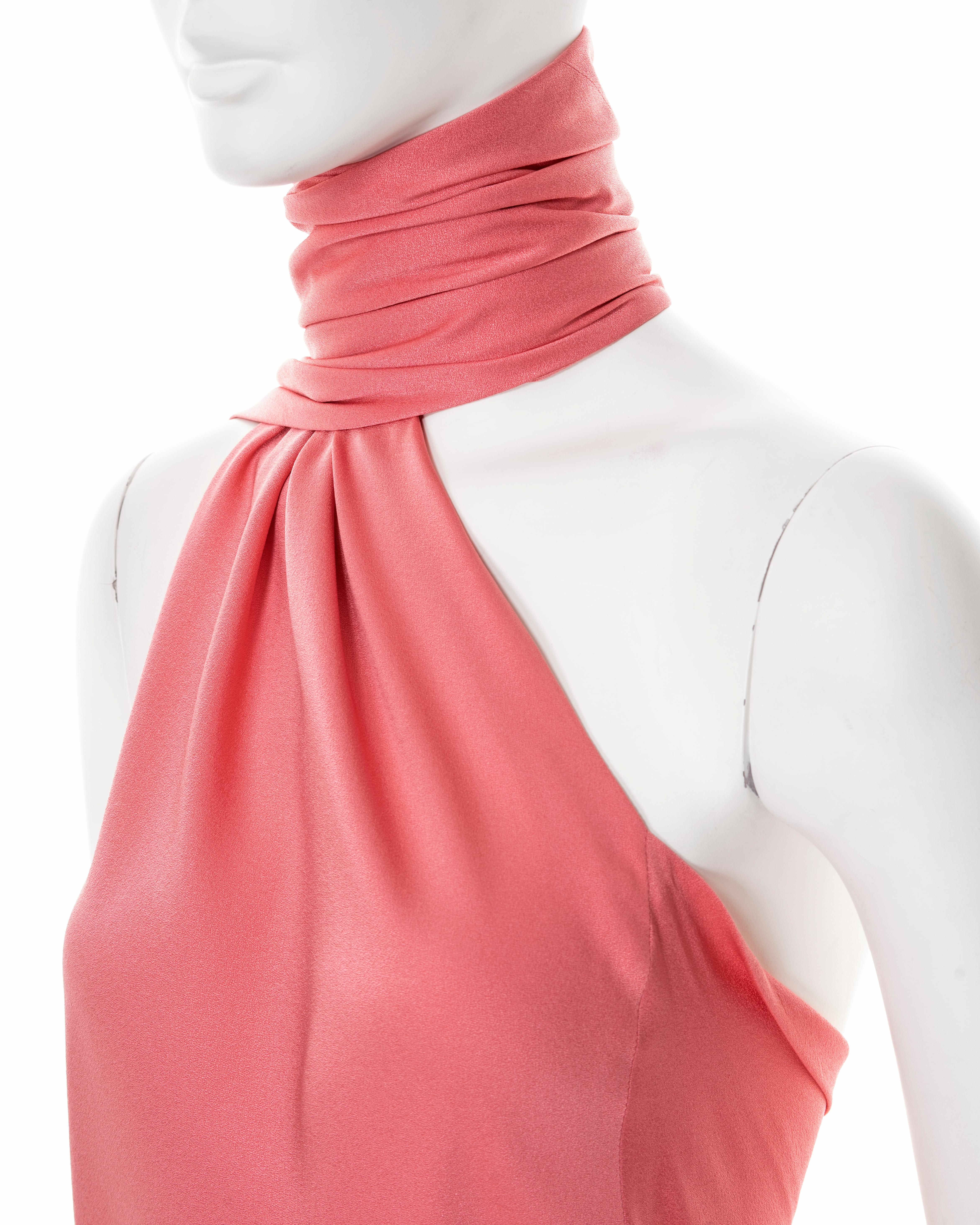 Alexander McQueen pink bias cut silk fringed scarf dress, ss 2008 For Sale 5