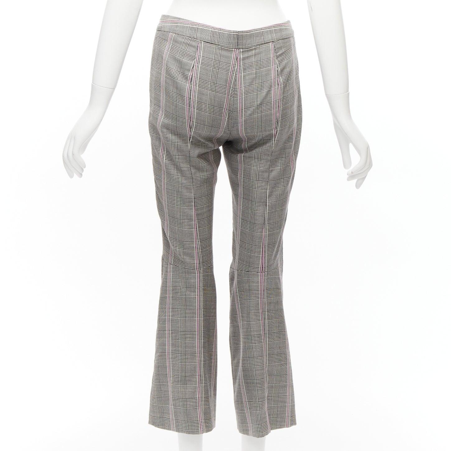 ALEXANDER MCQUEEN pink check 100% virgin wool low waist C-cut trousers IT38 XS In Excellent Condition In Hong Kong, NT