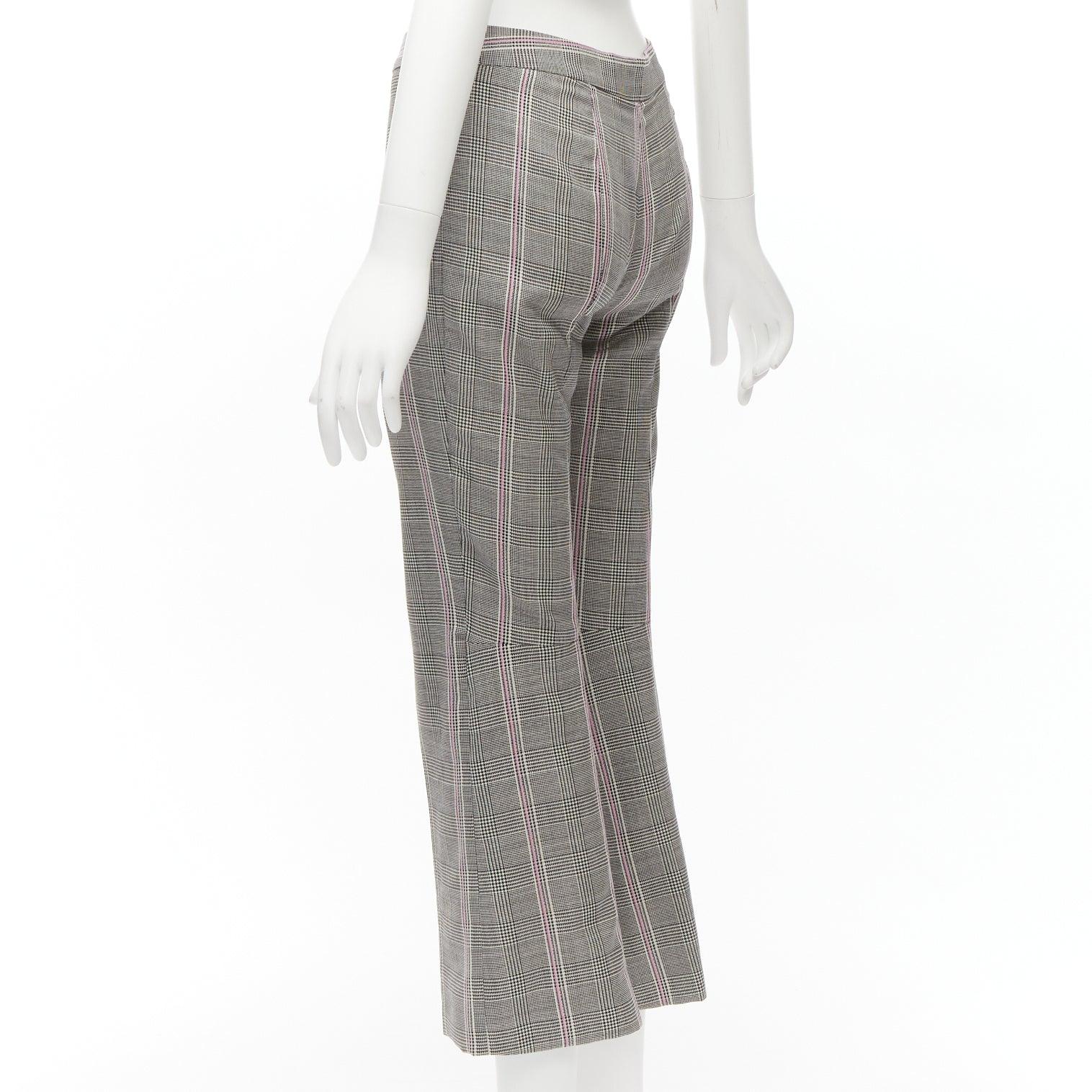 Women's ALEXANDER MCQUEEN pink check 100% virgin wool low waist C-cut trousers IT38 XS