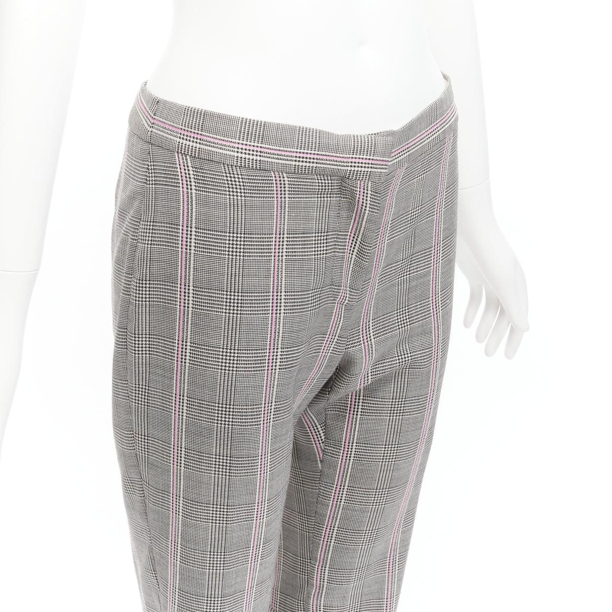 ALEXANDER MCQUEEN pink check 100% virgin wool low waist C-cut trousers IT38 XS 1