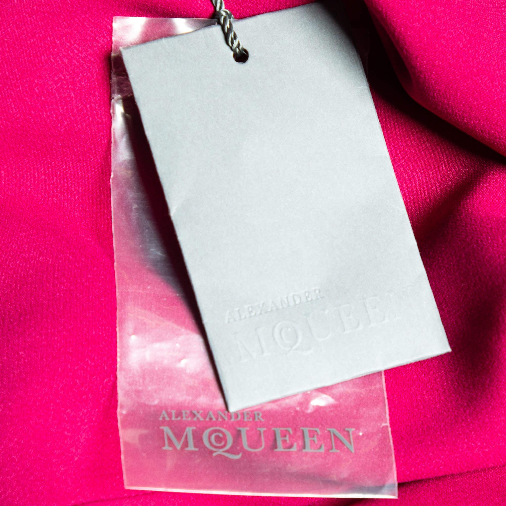 Alexander McQueen Pink Crepe Ruffled Tiered Mini Dress M In New Condition In Dubai, Al Qouz 2
