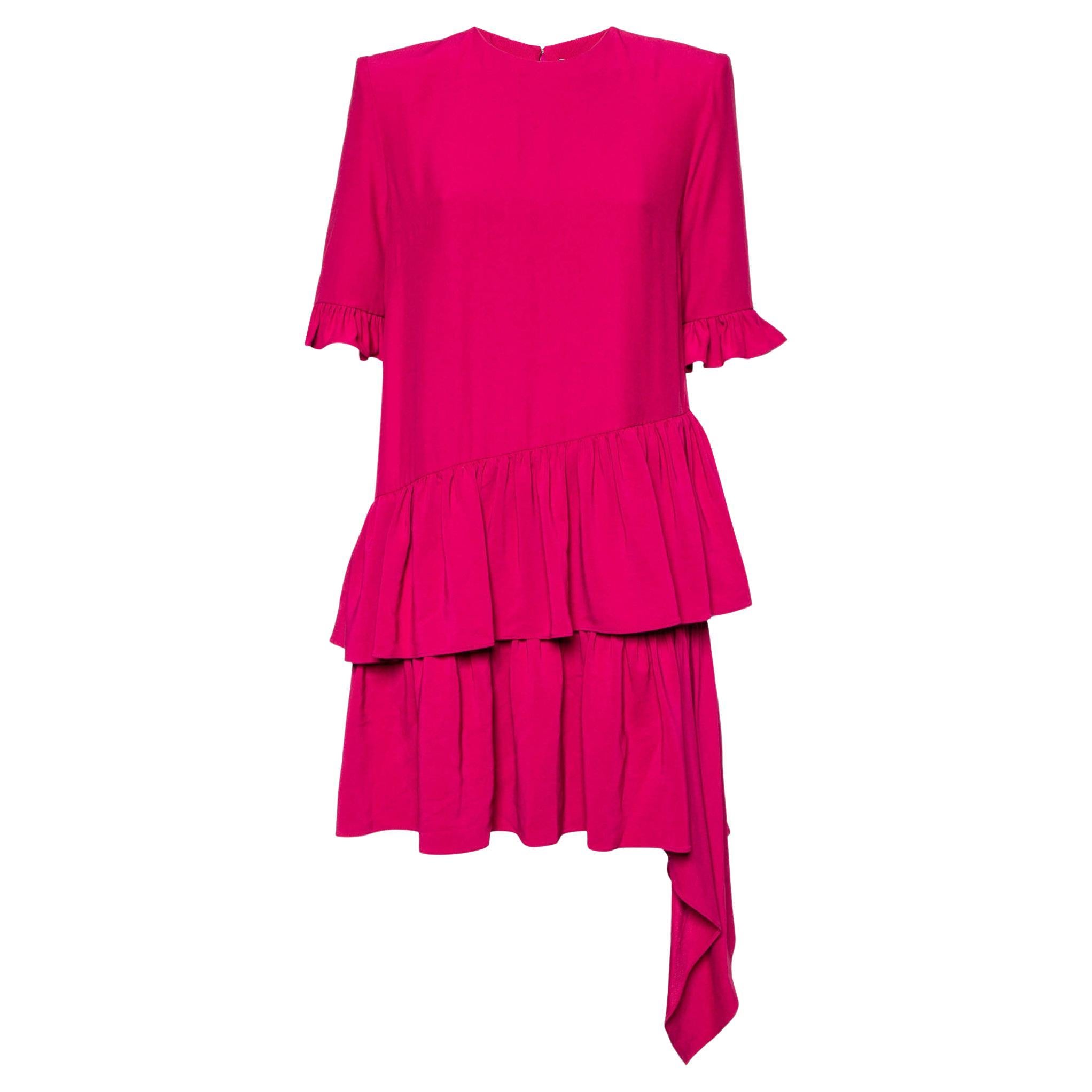 Alexander McQueen Pink Crepe Ruffled Tiered Mini Dress M