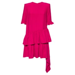 Alexander McQueen Pink Crepe Ruffled Tiered Mini Dress M