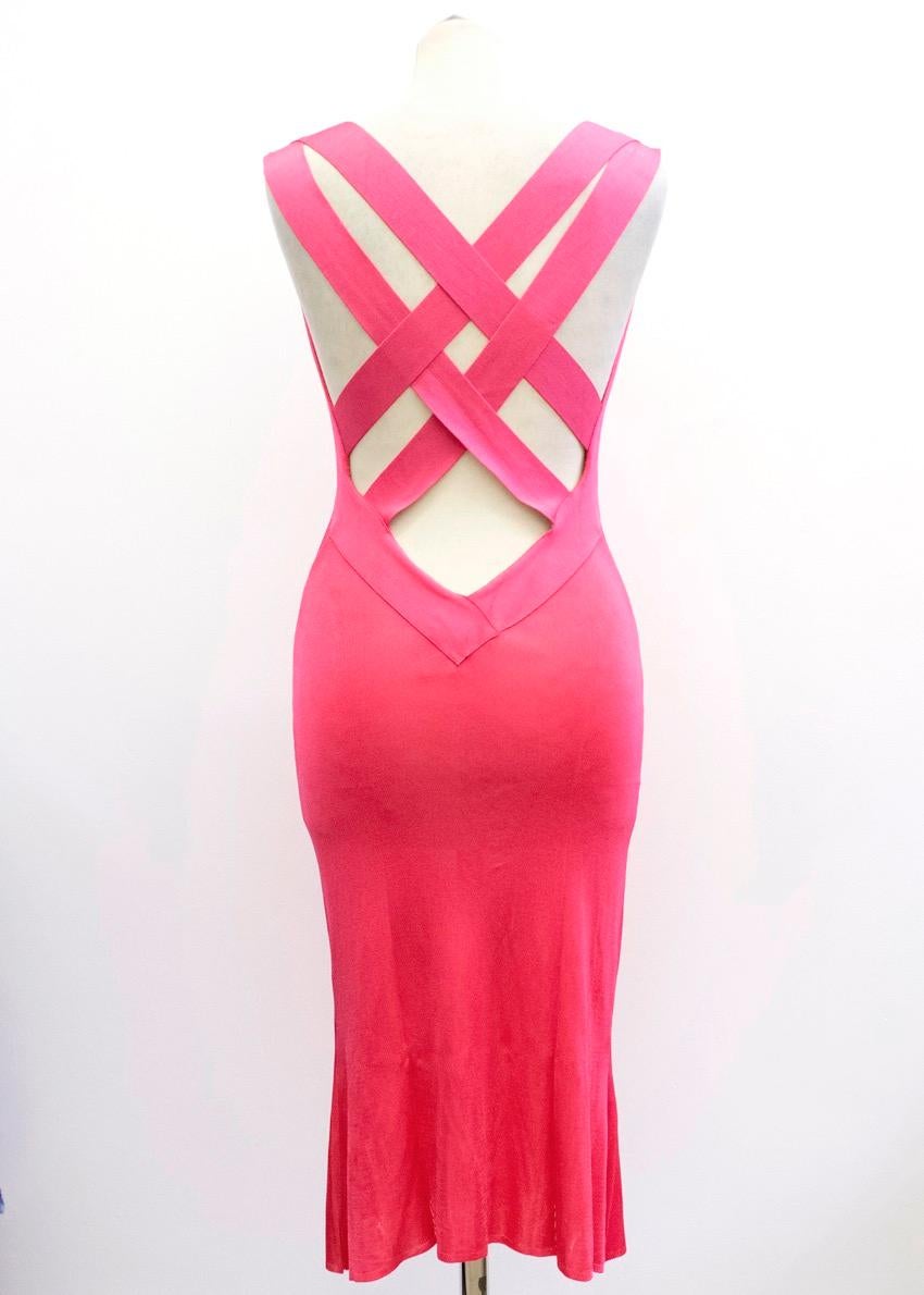 Alexander McQueen Pink Cross Back Dress US 6 In Excellent Condition For Sale In London, GB