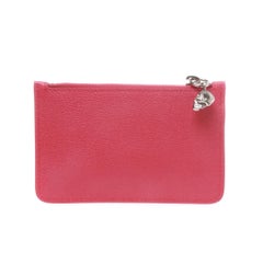 Alexander McQueen Pink Grained Calfskin Key Holder Wallet