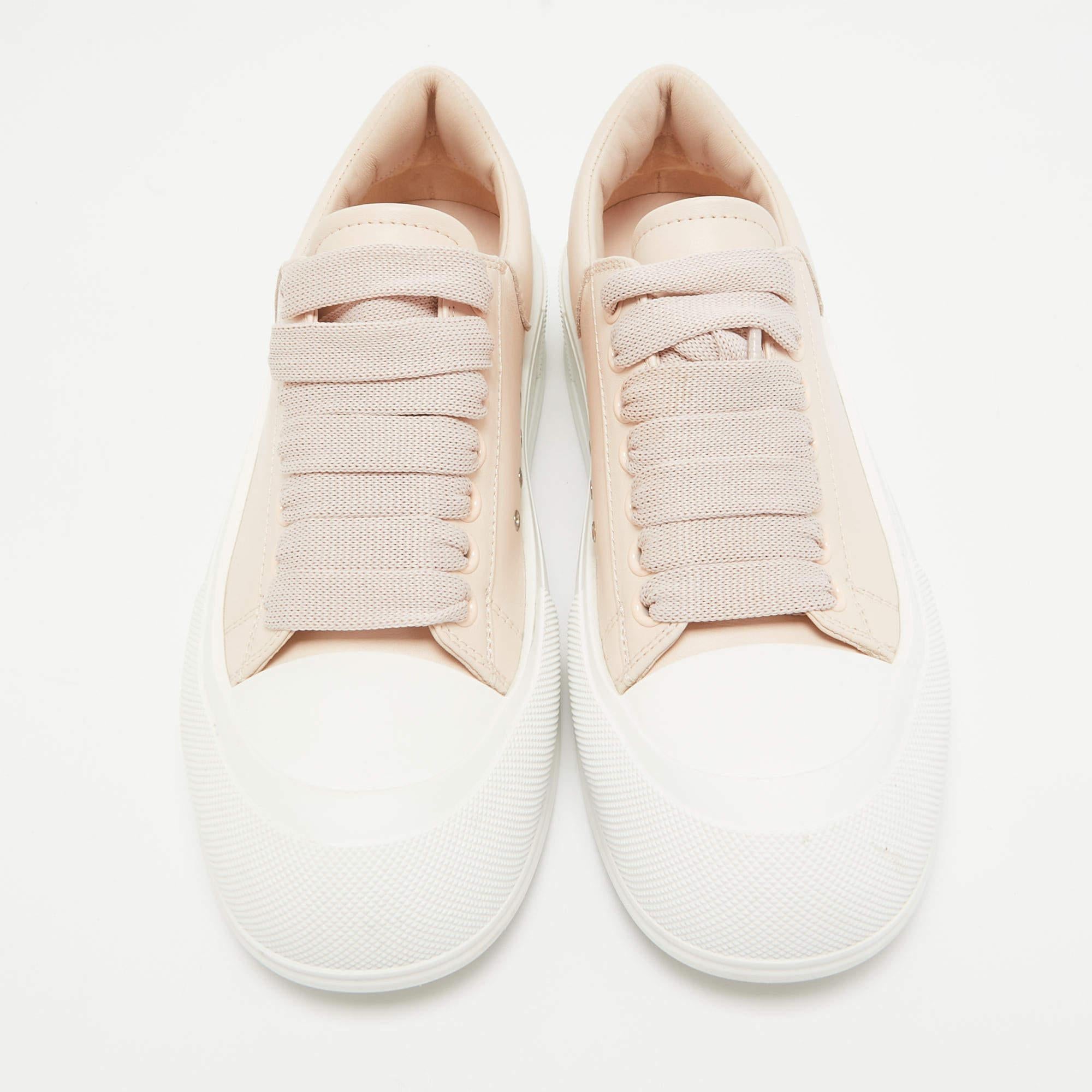 Alexander McQueen Rosa Leder-Decken-Plimsoll-Turnschuhe aus Leder Größe 40 (Beige)