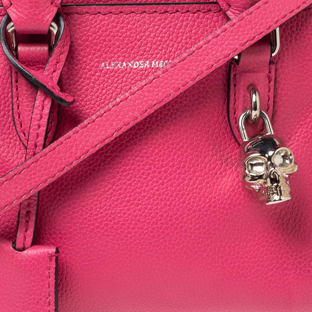 Alexander McQueen Pink Leather Mini Skull Padlock Zip Tote 3