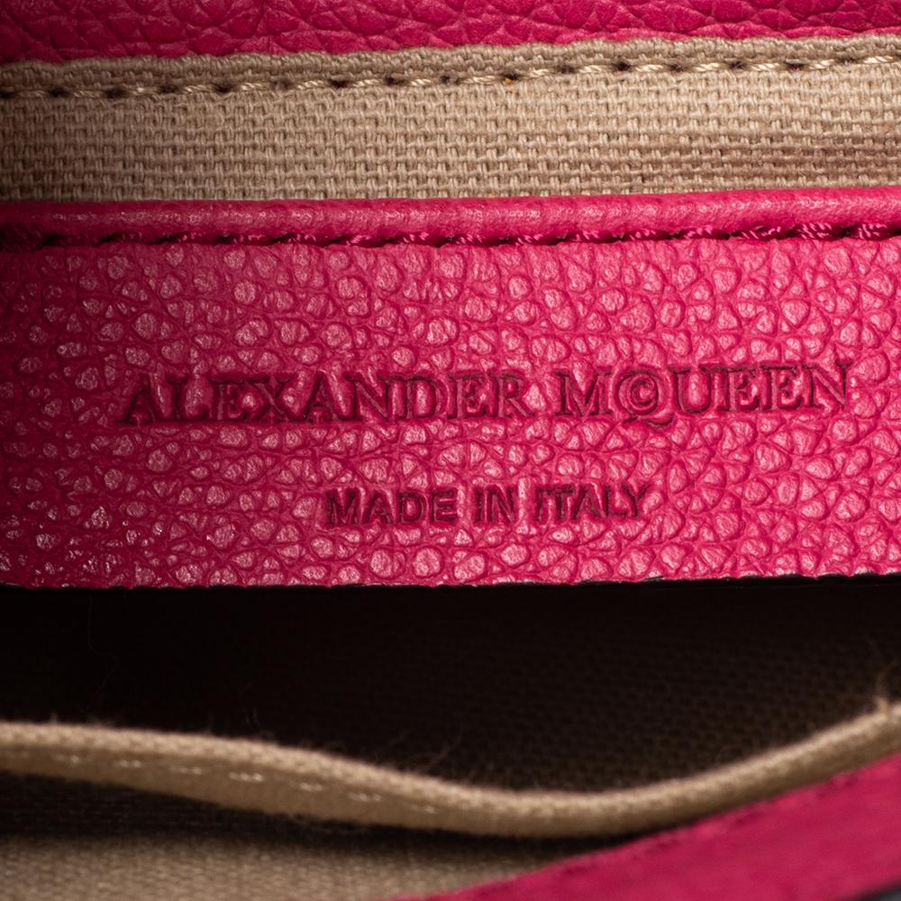 Alexander McQueen Pink Leather Mini Skull Padlock Zip Tote 4
