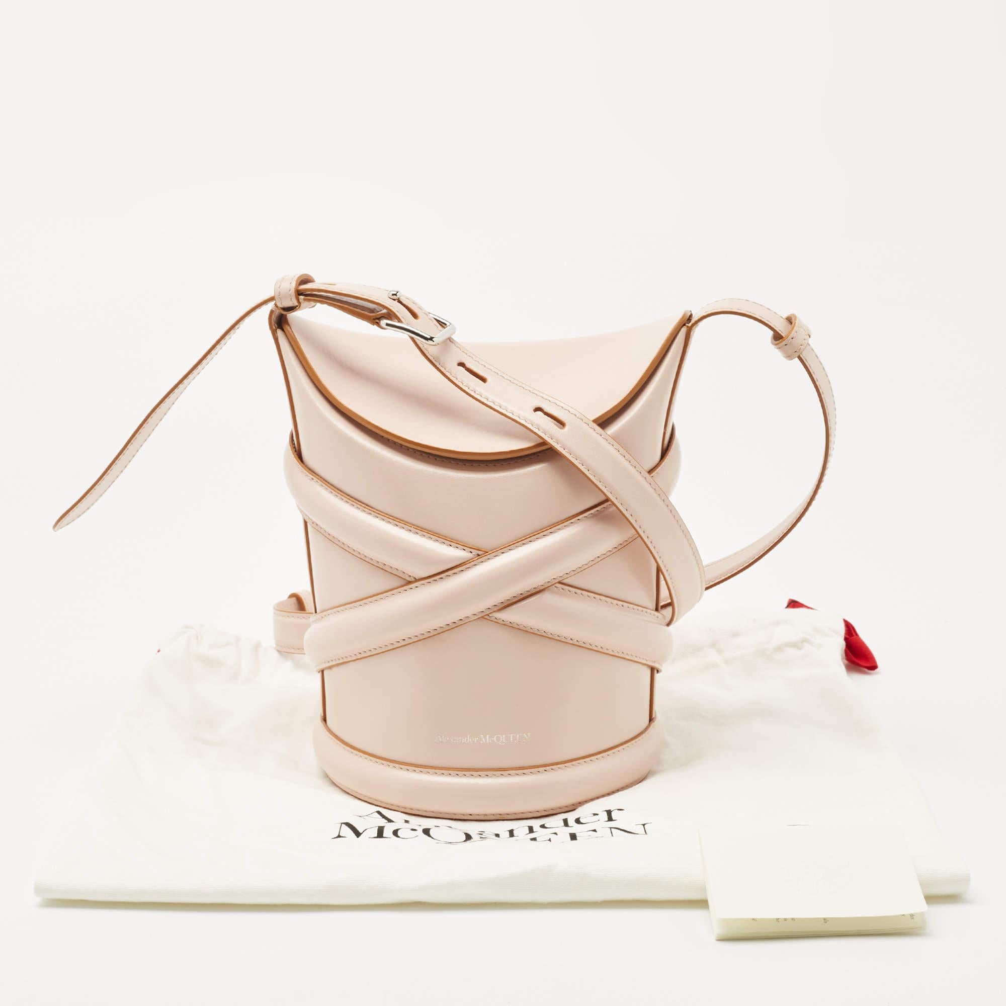 Alexander McQueen Pink Leather Small The Curve Bucket Bag 6