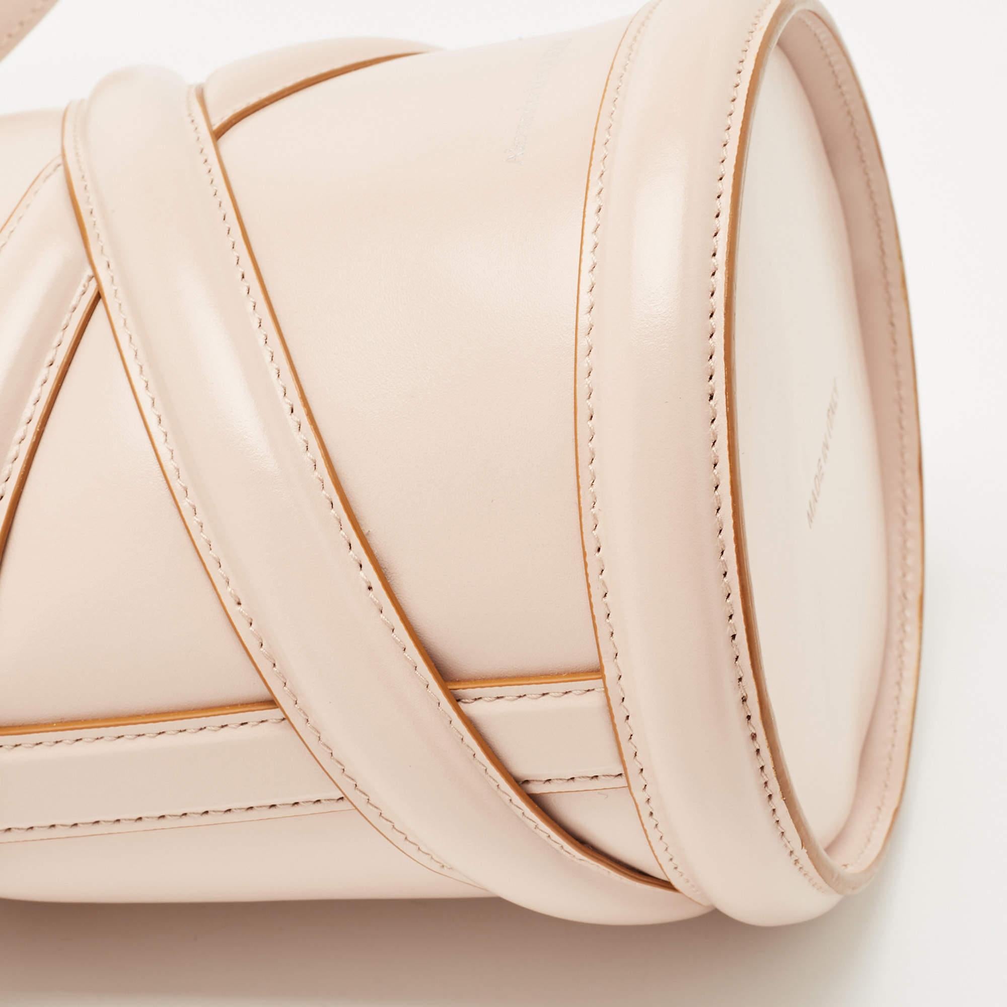 Alexander McQueen Pink Leather Small The Curve Bucket Bag 8