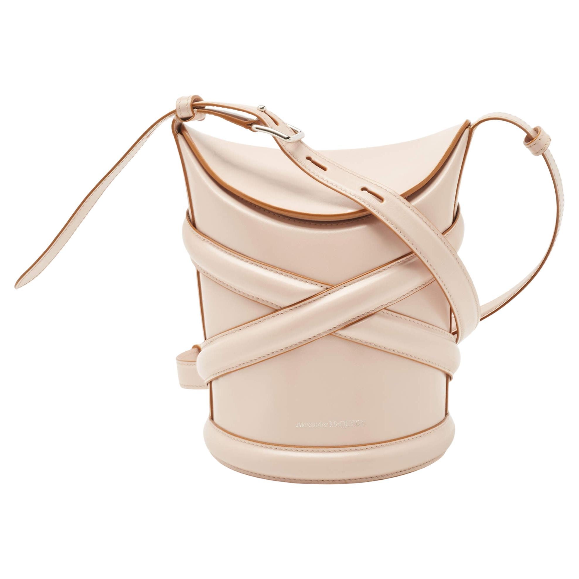 Alexander McQueen Pink Leather Small The Curve Bucket Bag For Sale at  1stDibs