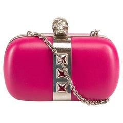Alexander McQueen Pink Leather Spike Skull Clutch