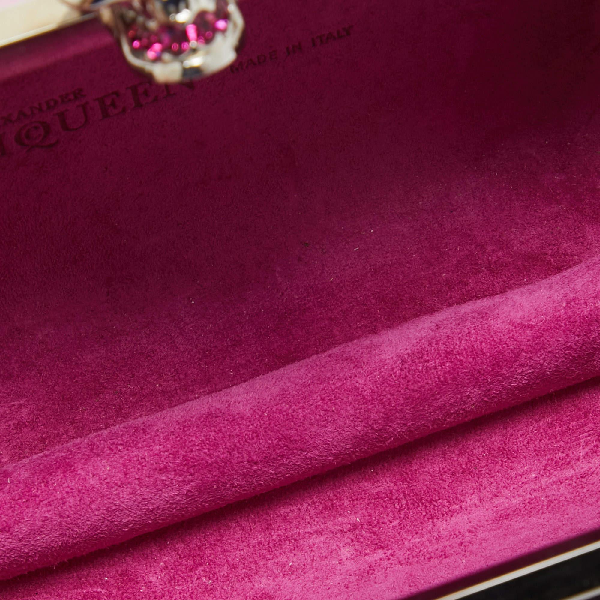 Women's Alexander McQueen Pink Metal Skull Box Clutch
