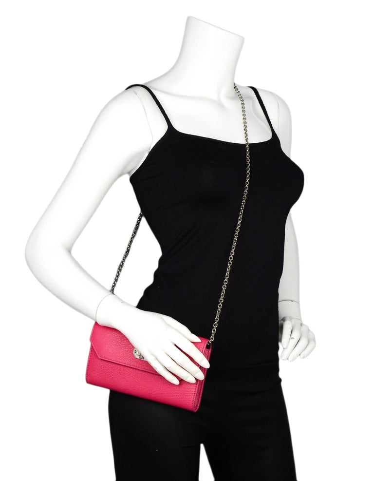 Alexander McQueen Pink Pebbled Leather WOC Wallet On A Chain Crossbody