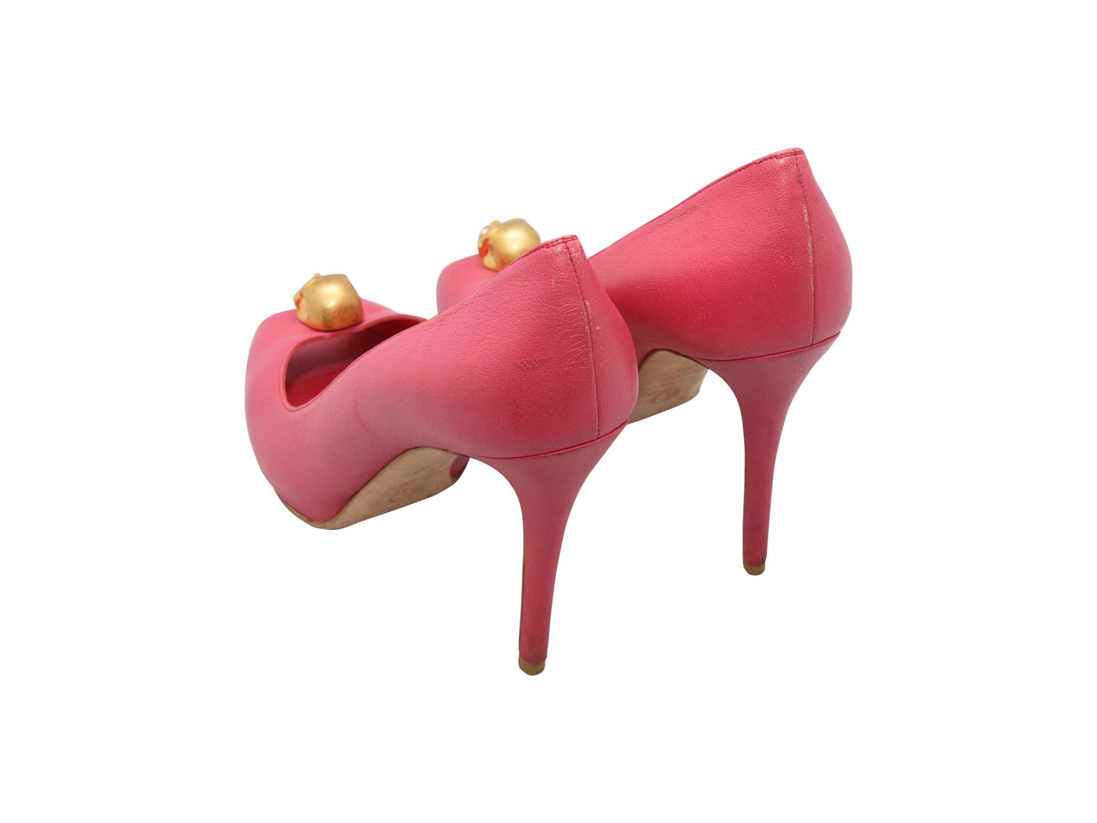 Women's Alexander McQueen Pink Peep-Toe Skull Pumps