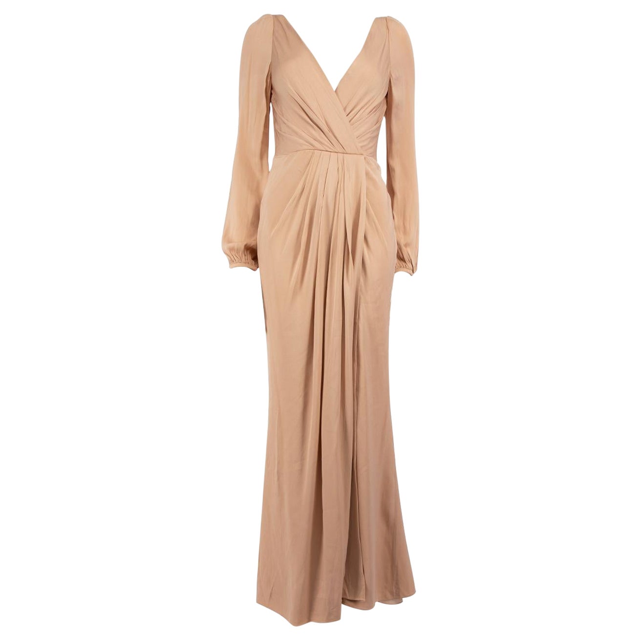 Alexander McQueen Pink Plunge Neckline Maxi Dress Size M