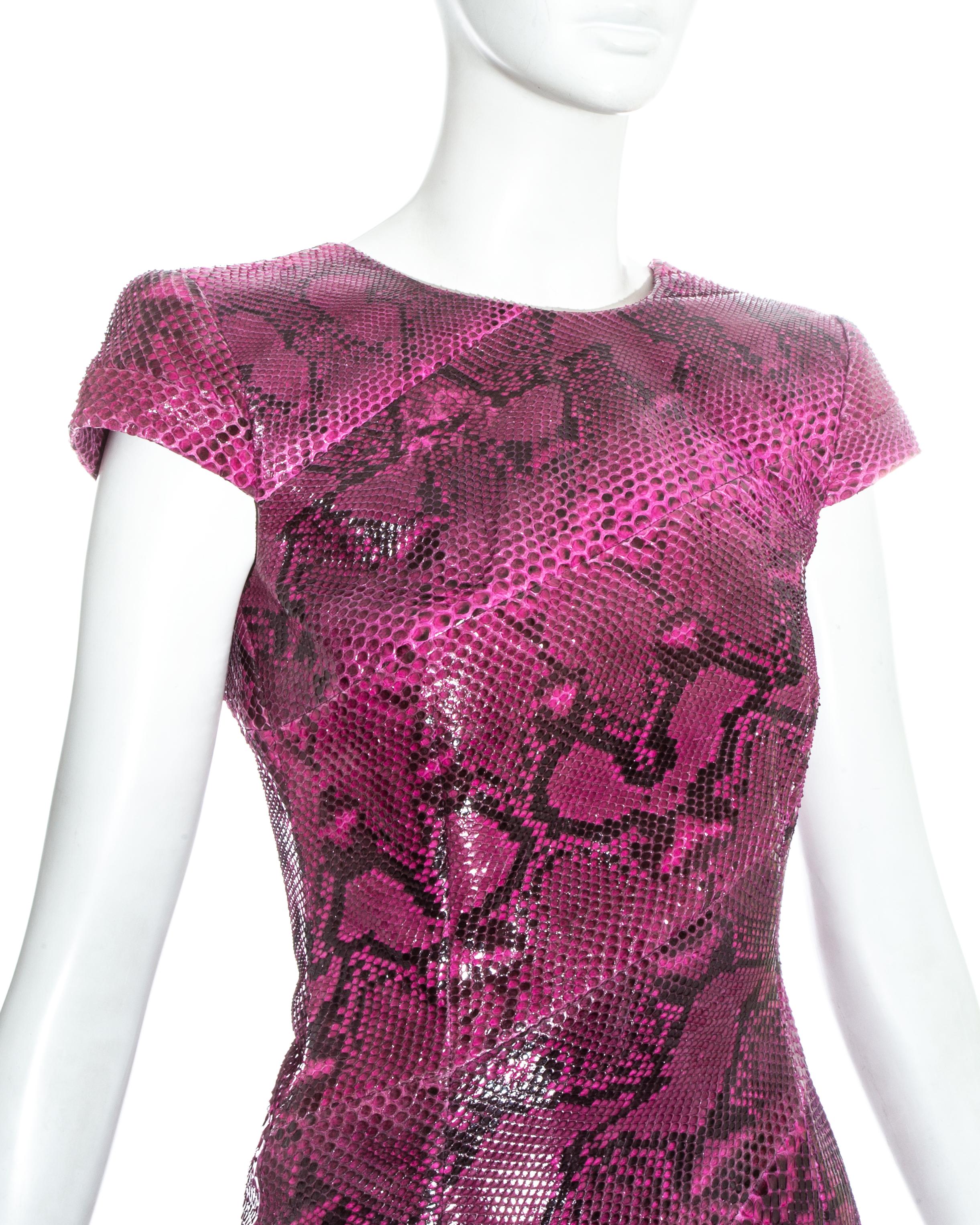 Alexander McQueen pink python bias cut evening dress, ss 2008 In Excellent Condition For Sale In London, GB