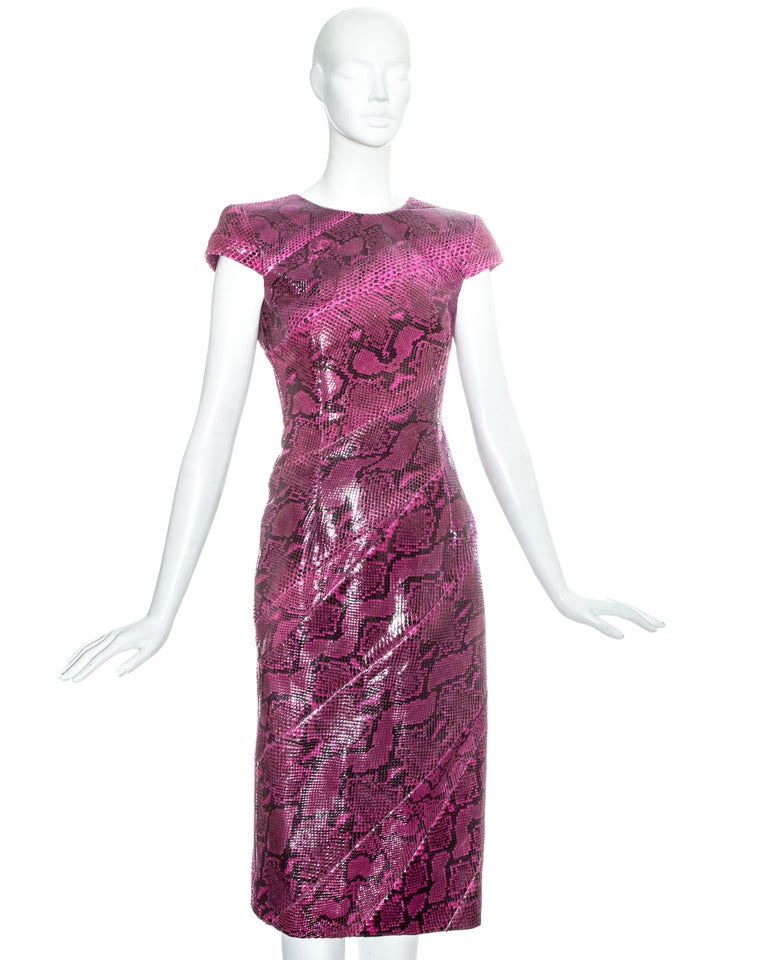 pink python dress Diane Von Furstenberg Reina Silk Dress Pink Snake Python Print Shift Magenta Sz4