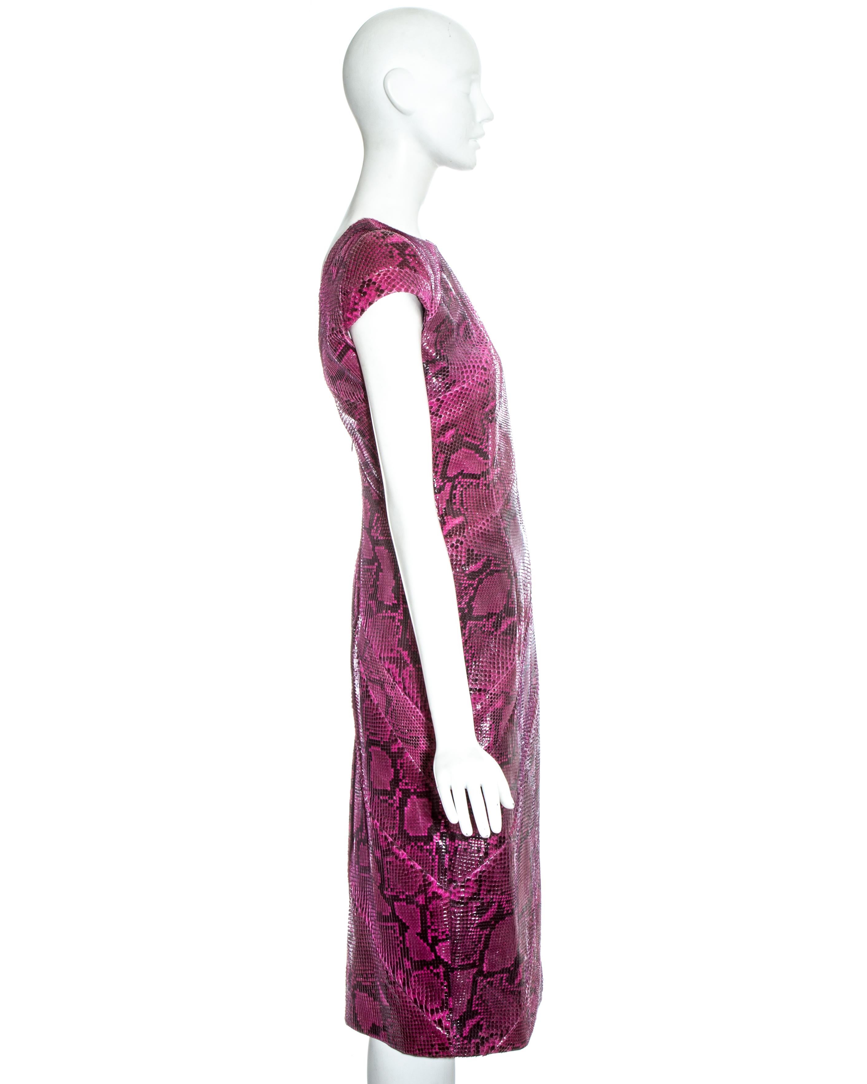 Alexander McQueen pink python bias cut evening dress, ss 2008 For Sale 1