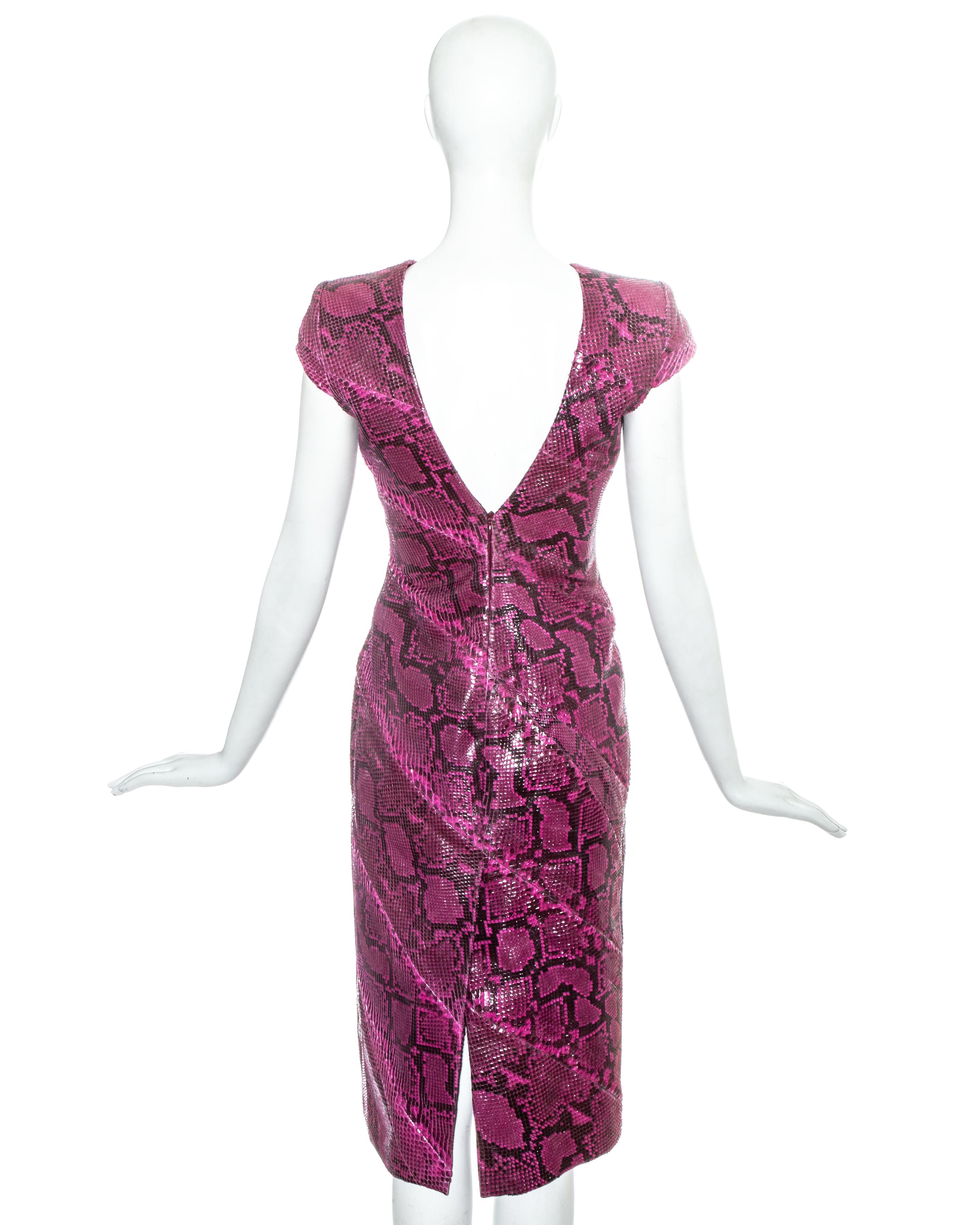 Alexander McQueen pink python bias cut evening dress, ss 2008 For Sale 2