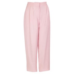 ALEXANDER MCQUEEN pink silk blend WIDE LEG CROPPED Pants L