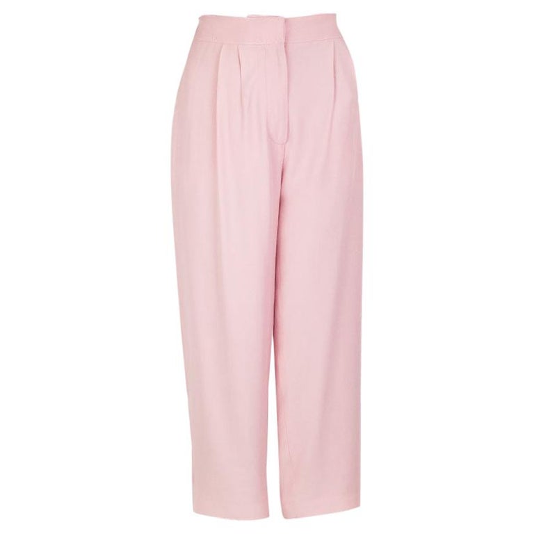 ALEXANDER MCQUEEN pink silk blend WIDE LEG CROPPED Pants L For Sale at  1stDibs