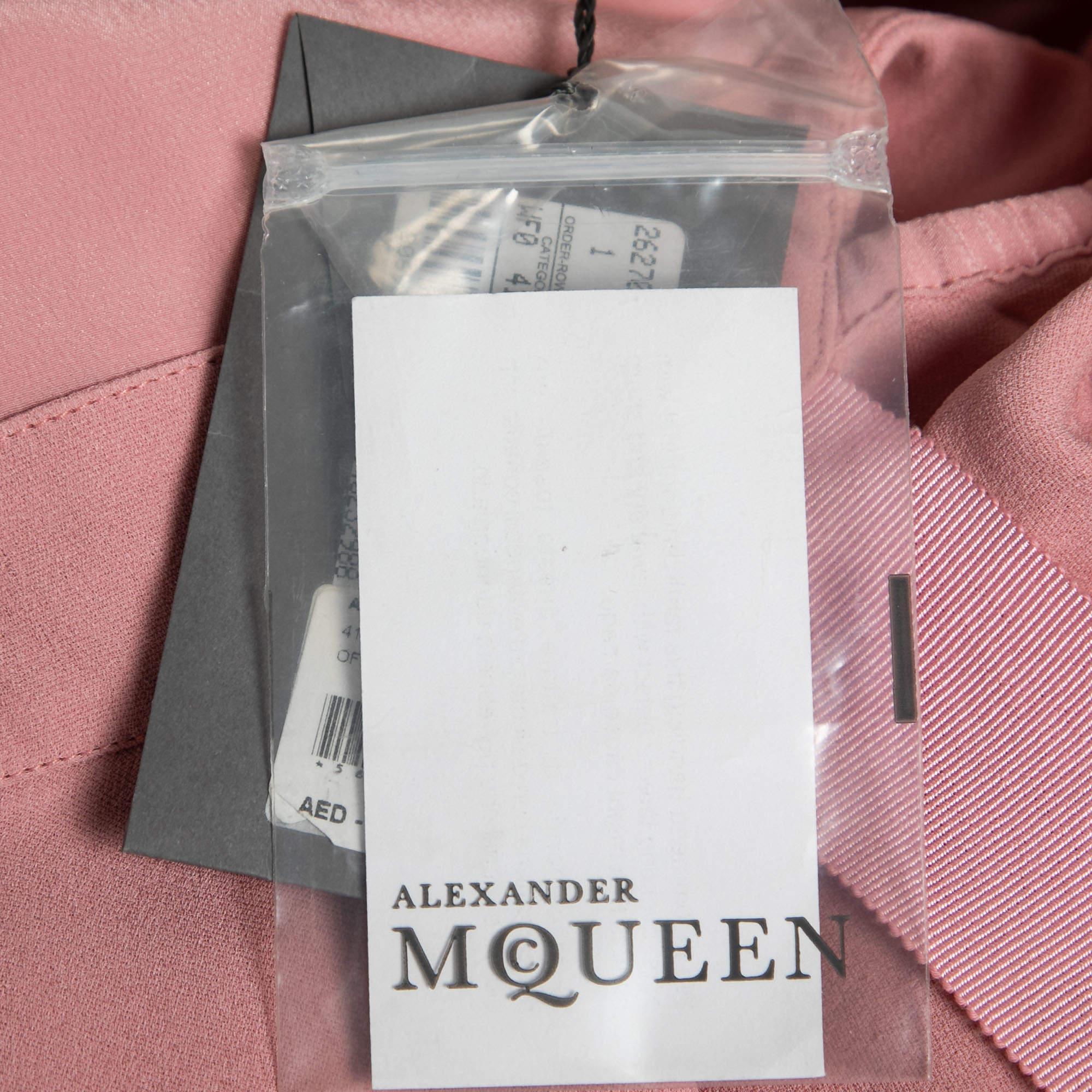 Women's Alexander McQueen Pink Silk Chiffon Ruffled Off-Shoulder Dress M