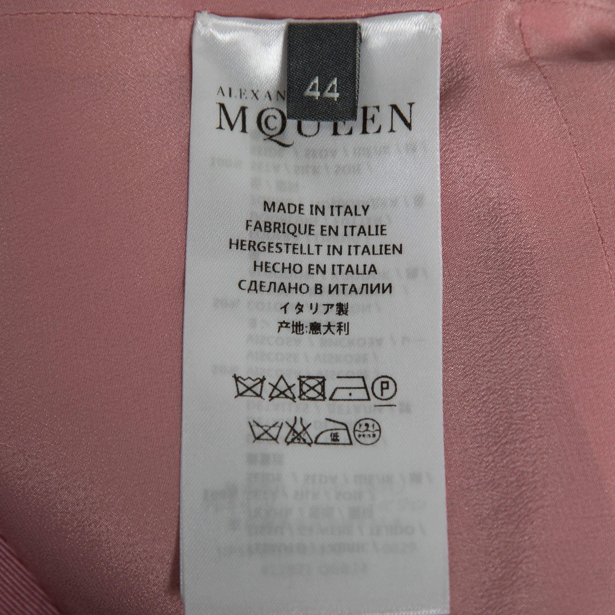 Alexander McQueen Pink Silk Chiffon Ruffled Off-Shoulder Dress M 1