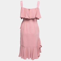 Alexander McQueen Pink Silk Chiffon Ruffled Off-Shoulder Dress S
