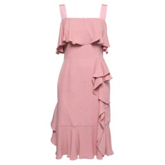 Alexander McQueen Pink Silk Chiffon Ruffled Off-Shoulder Dress S