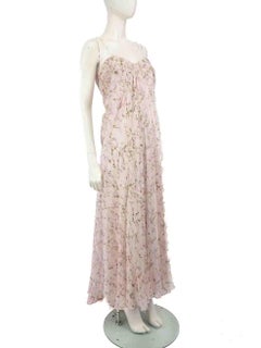 Alexander McQueen Pink Silk Floral Pattern Gown Size L