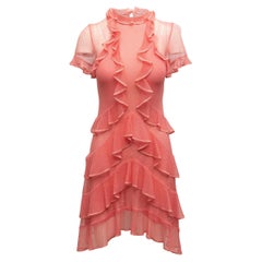 Alexander McQueen Pink Silk Knit Ruffled Dress