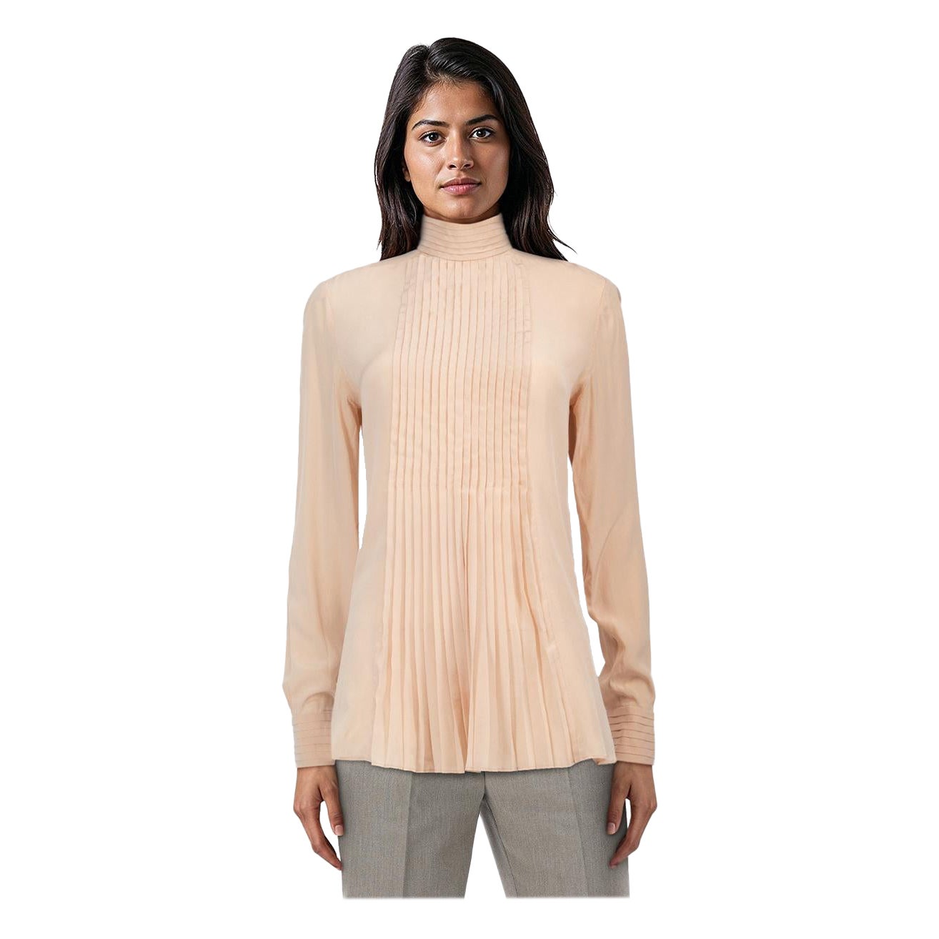 Alexander McQueen Pink Silk Pink Tuck Blouse Size M