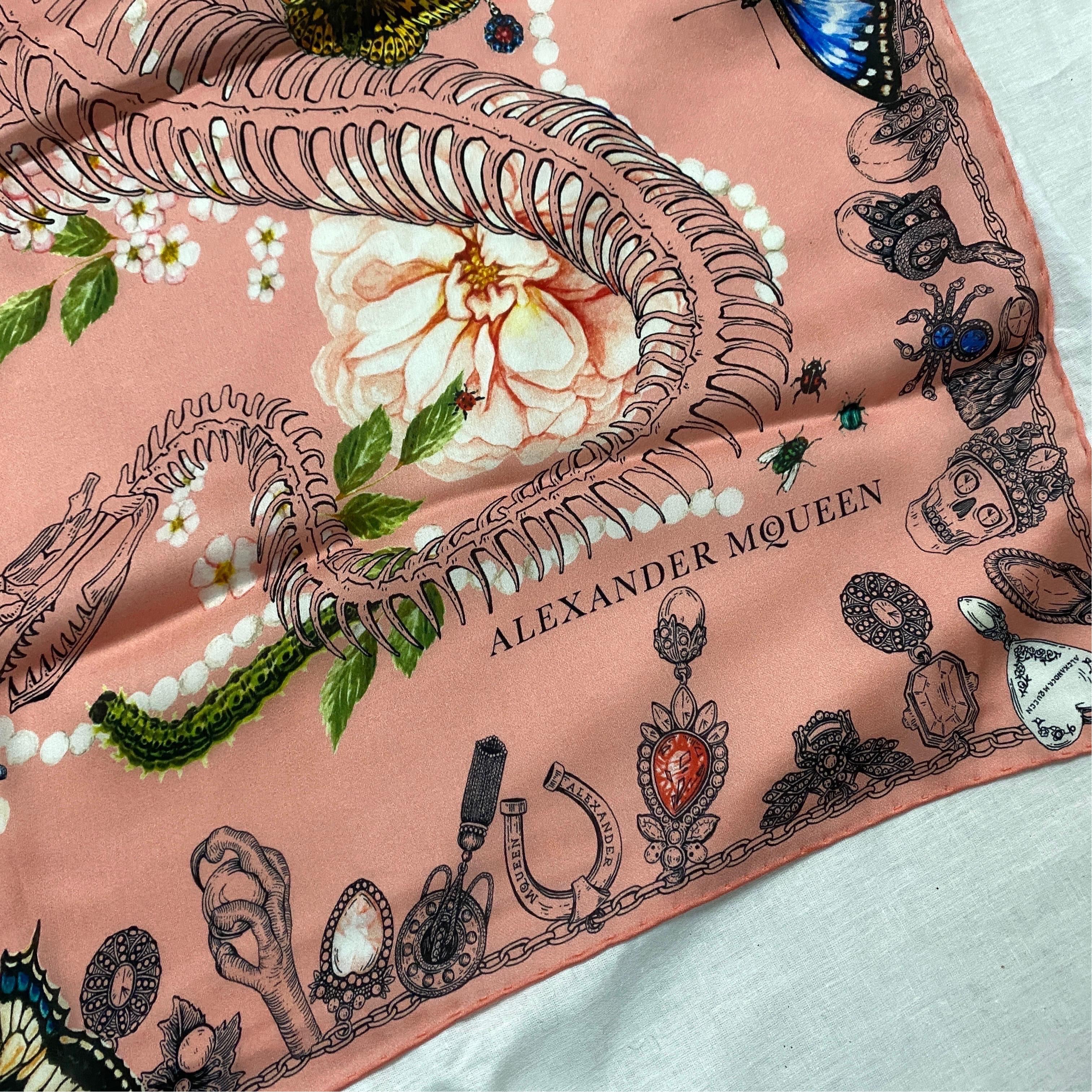 Brown An Alexander McQueen Pink Silk Scarf made in Italy
