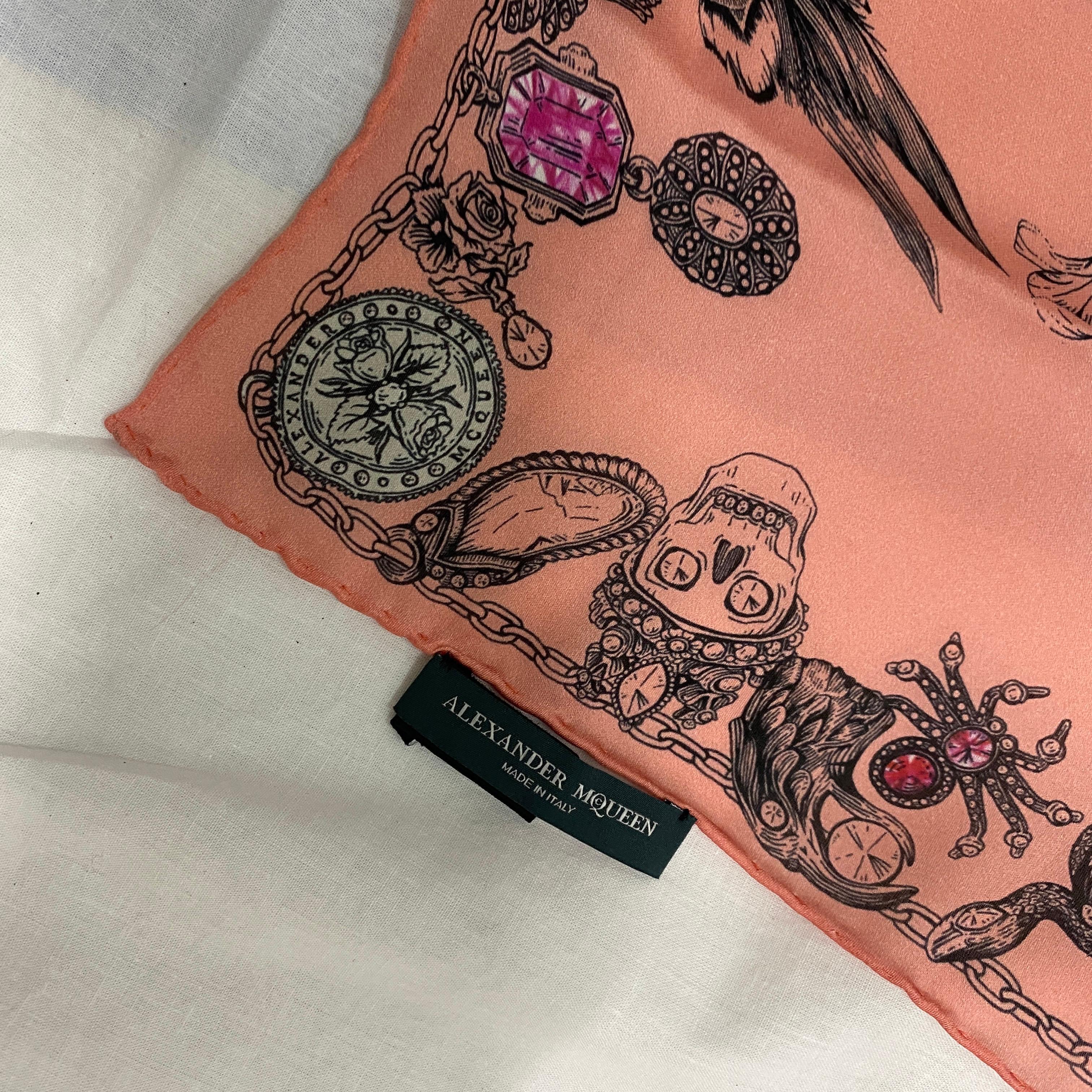 Women's An Alexander McQueen Pink Silk Scarf made in Italy