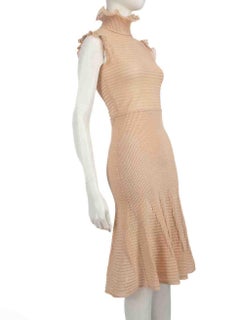 Alexander McQueen Pink Silk Striped Ruffle Dress Size XS