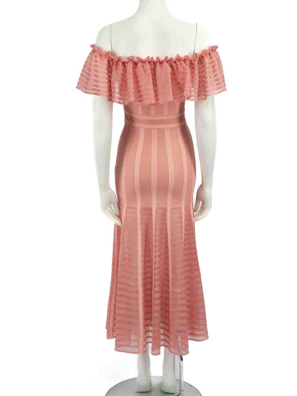 Alexander McQueen Pink Striped Knit Off-Shoulder Dress Size XS In New Condition In London, GB
