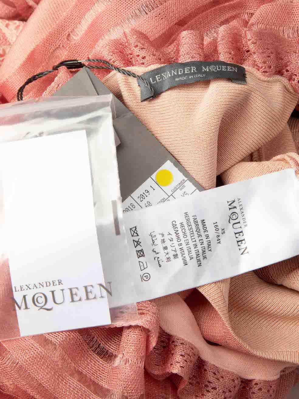 Women's Alexander McQueen Pink Striped Knit Off-Shoulder Dress Size XS