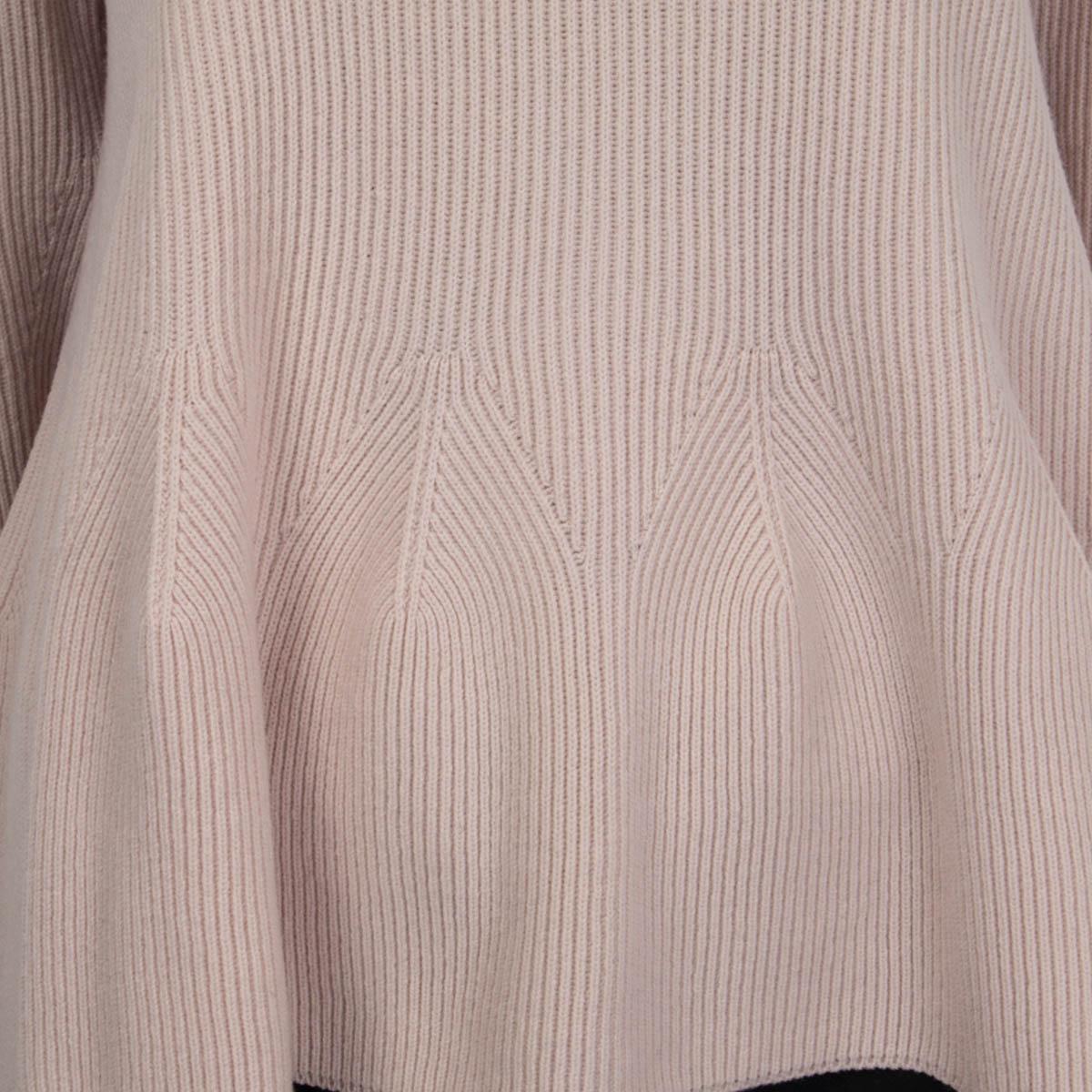 Brown ALEXANDER MCQUEEN pink wool RIB KNIT FLARED Sweater S For Sale